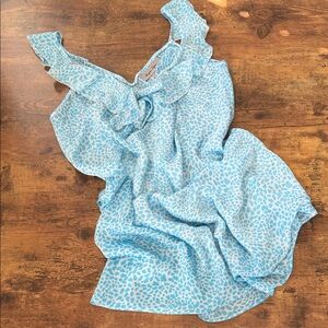 Morgan Taylor Light Blue Ruffle Pajama Top
